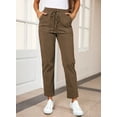 thumbnail image 6 of Eytino Women's Pants Elastic Waist Drawstring Pants Casual Corduroy Pants High Waist Straight Leg Pants Loose Comfy Lounge Pants Trousers with Pockets Brown M, 6 of 9