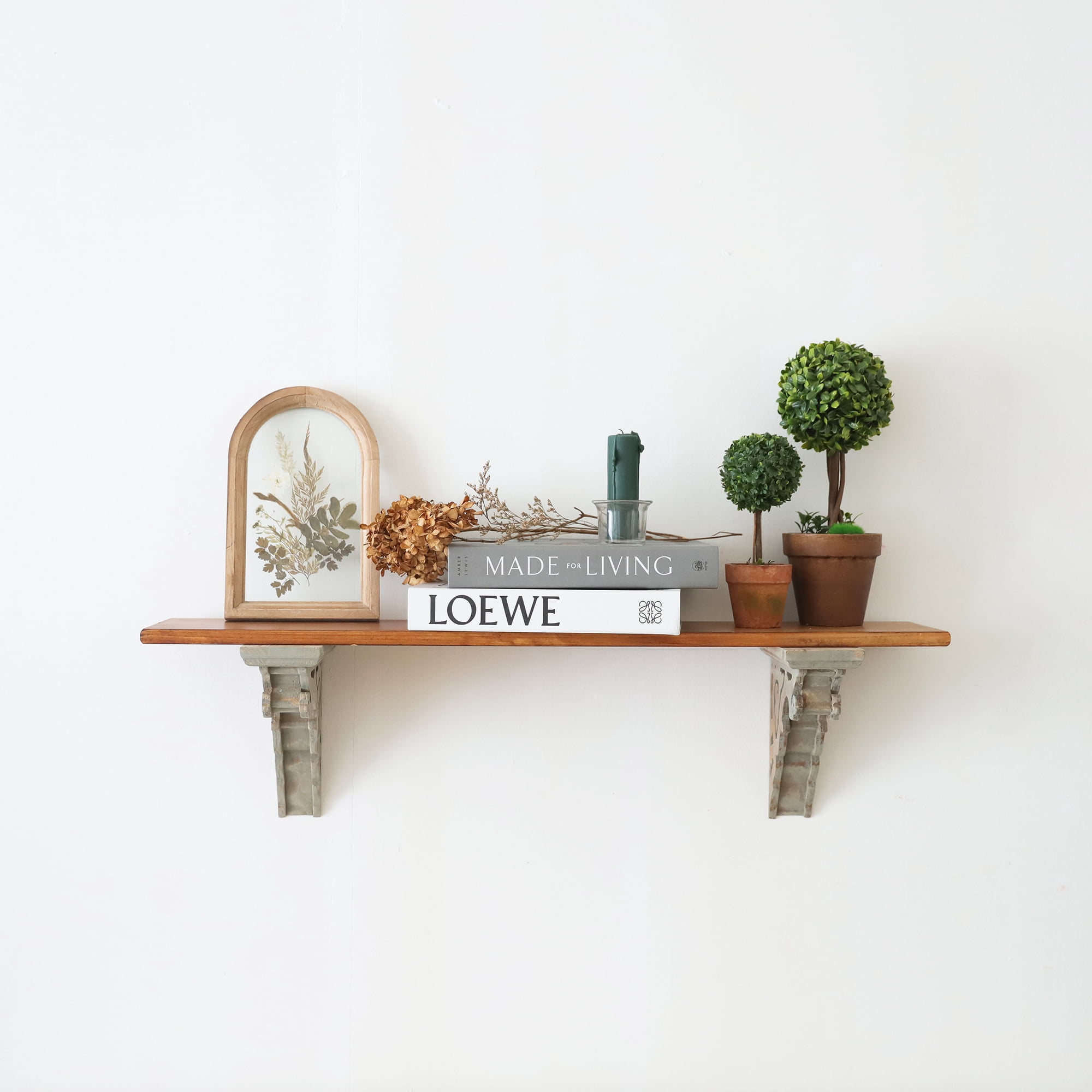 Wood Corbels Sets of 2 Wooden Shelf Brackets Corbels for Shelf Shabby Wood Corbel Brackets Vintage Style, 3.1" x 7.2" x 7.8"