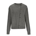 thumbnail image 2 of Fashion Sweater Cardigans for Women Fall Casual Lightweight Irregular Button Up Knit Plain Sweater Jacket Coats (Small, Gray), 2 of 6