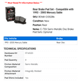 thumbnail image 2 of Rear Brake Pad Set - Compatible with 1993 - 2005 Mercury Sable 1994 1995 1996 1997 1998 1999 2000 2001 2002 2003 2004, 2 of 2