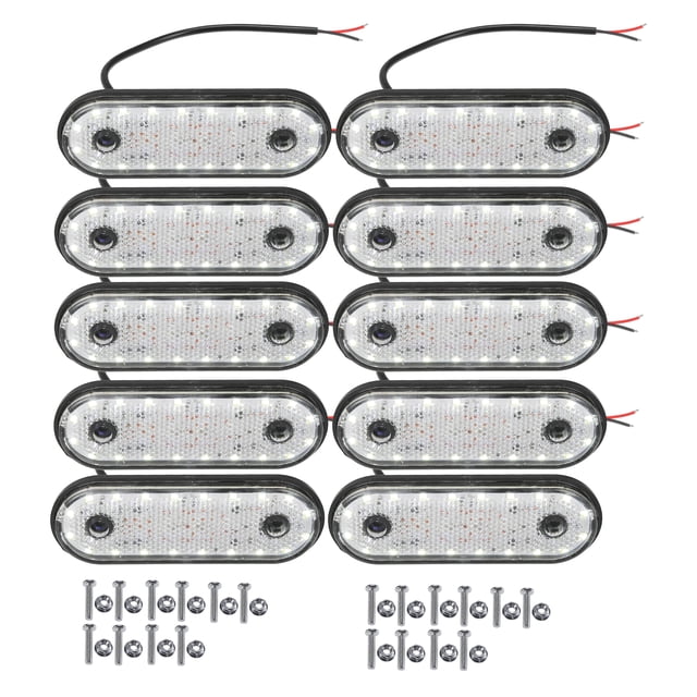 Unique Bargains Luz de marcador lateral delantera trasera 2 LED impermeable para camión, caravana, furgoneta, camión, RV, plástico, blanco (juego de 10)