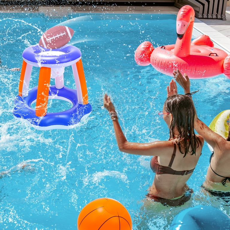 Inflatable Pool Sports 12-Piece Inflatable Set - Floating Hoop & Cross ...