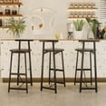 thumbnail image 2 of 27''H Wooden Barstool Set of 3, Round Counter Stools with Footrest, Modern Black Kitchen Bar Chairs for Kitchen Island Dining Pub, 2 of 9