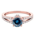 thumbnail image 2 of Aonejewelry 0.75 Ctw. Sassy Halo Blue Diamond Engagement Ring In 14K Rose Gold, 2 of 4