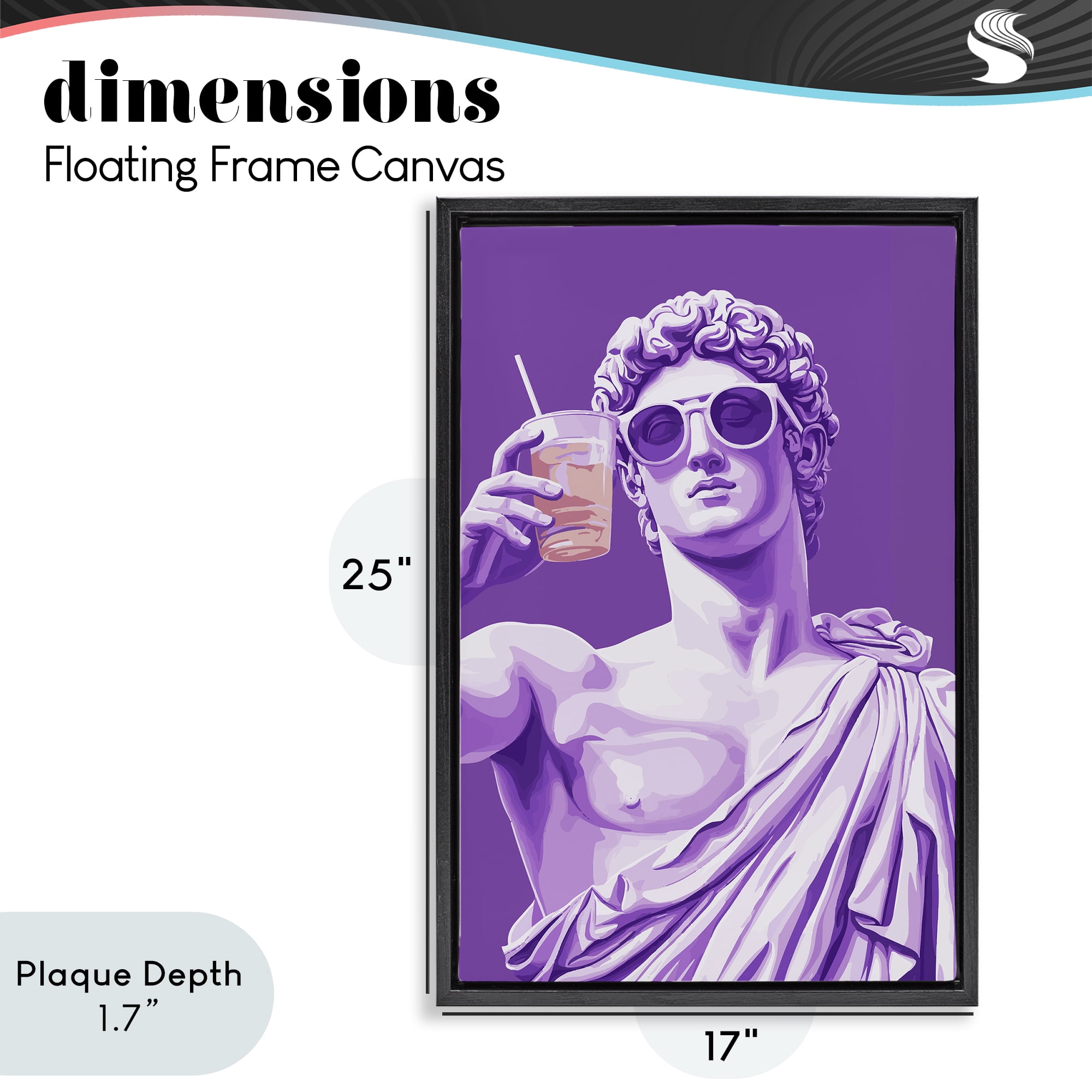 Stupell Industries Greek Statue Cheers Black Framed Floater Canvas Wall Art, design by Andreas Magnusson