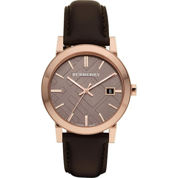 Burberry BU9013 Check Brown Leather Strap Mens Watch