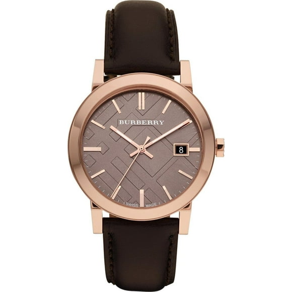 Burberry BU9013 Check Brown Leather Strap Mens Watch
