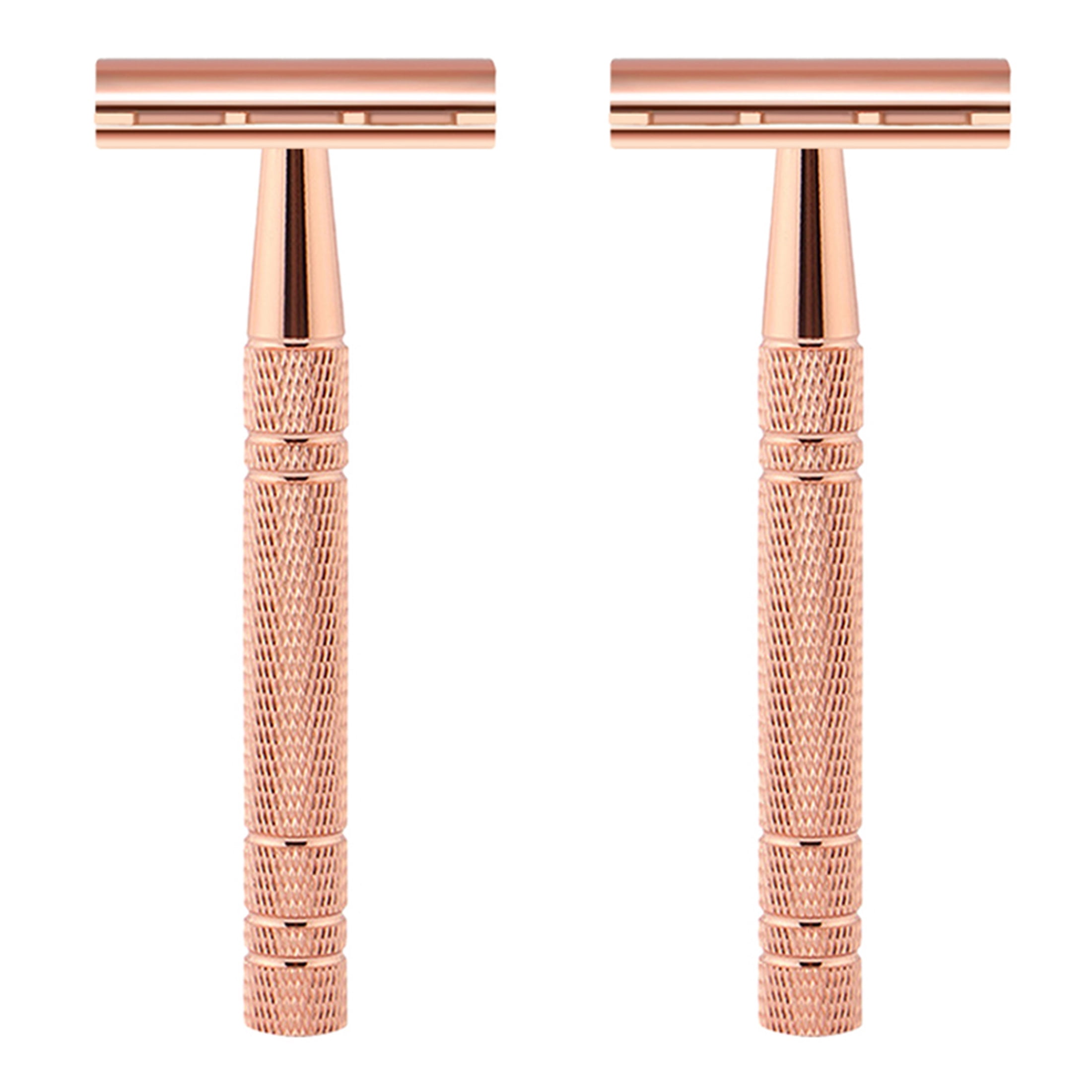Waysh Classic Wet Shave Men's & Women's 20 Blade Safety Razor Kit with Stand, Rose Gold