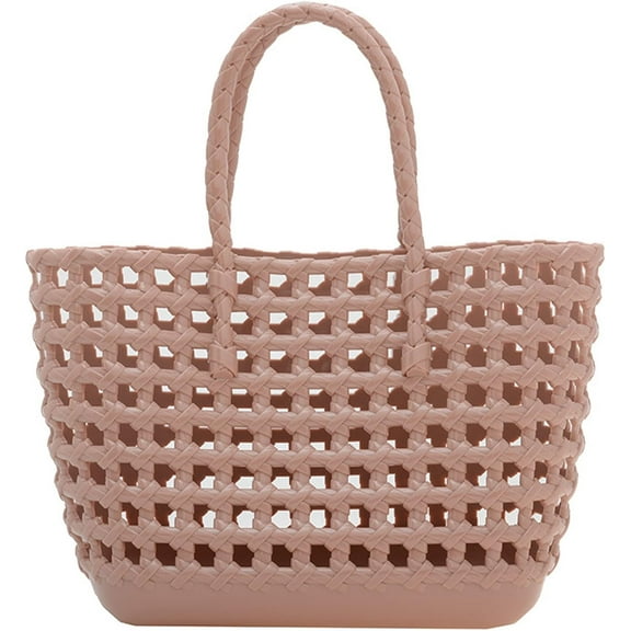 Kukuzhu Woven Jelly Bag, Rubber Tote Bag Waterproof Travel Bags for Women Washable Totes Handbag for Sports Beach Pool