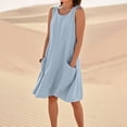 thumbnail image 3 of WILLBEST Vestidos Casuales Para Mujer Verano Vestido De Lino Para Mujer Vestido De Playa Informal Hasta La Rodilla Vestido Sin Mangas Vestido Casual Estampado De Verano Con Bolsillos, 3 of 3