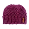 thumbnail image 2 of Gorro de lana para mujer, gorro con , gorro para mujer, moño suave desordenado, tejido de , elástico para invierno, gorros de punto elásticos cálidos, Leche de Taro Hugo Sombrero de la beanie de la cola de caballo, 2 of 5
