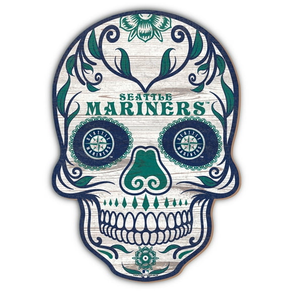 Seattle Mariners 12'' Sugar Skull Sign