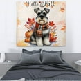 thumbnail image 3 of Hello Fall Schnauzer Scarf Welcome Autumn with Leaves Pumpkins Tapestry Miniature Schnauzer Dog Lover Wall Hanging Backdrop Home Decor - 00011, 3 of 5