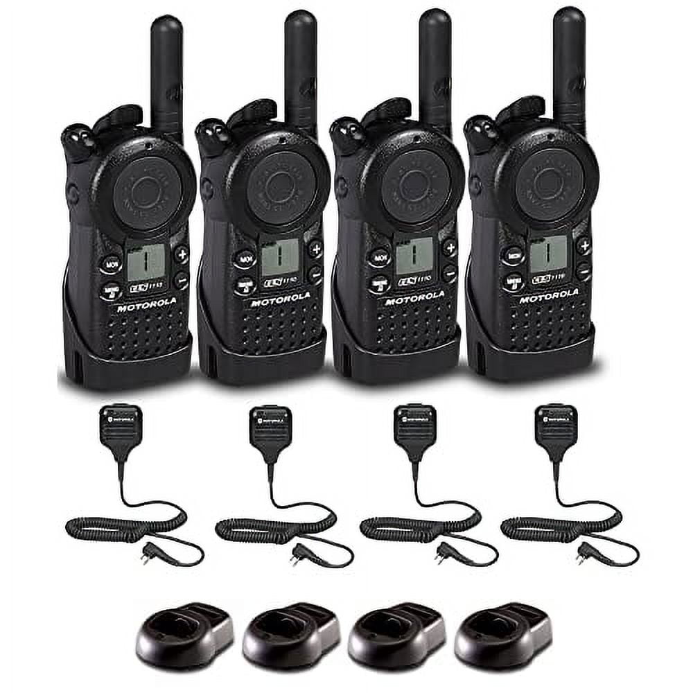 4 x Motorola CLS1110 UHF 1W 1-Channel 2-Way Radio (CLS1110) + 4 x HKLN4606 Remote Speaker Mic - 4 Pack with Mic Bundle