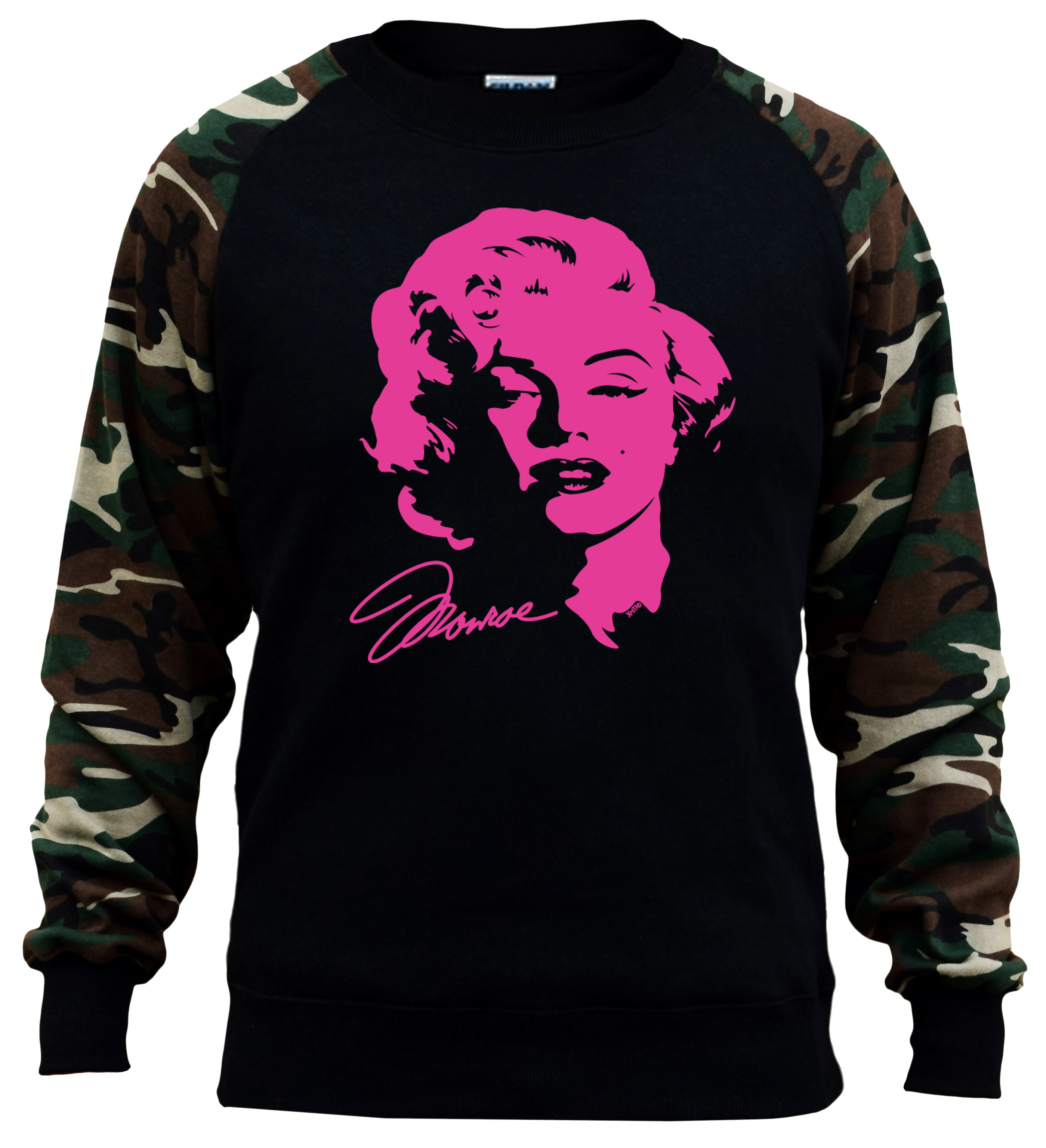 New Men's Dripping Neon Marilyn Monroe Black 3/4 Sleeve Baseball Raglan T Shirt