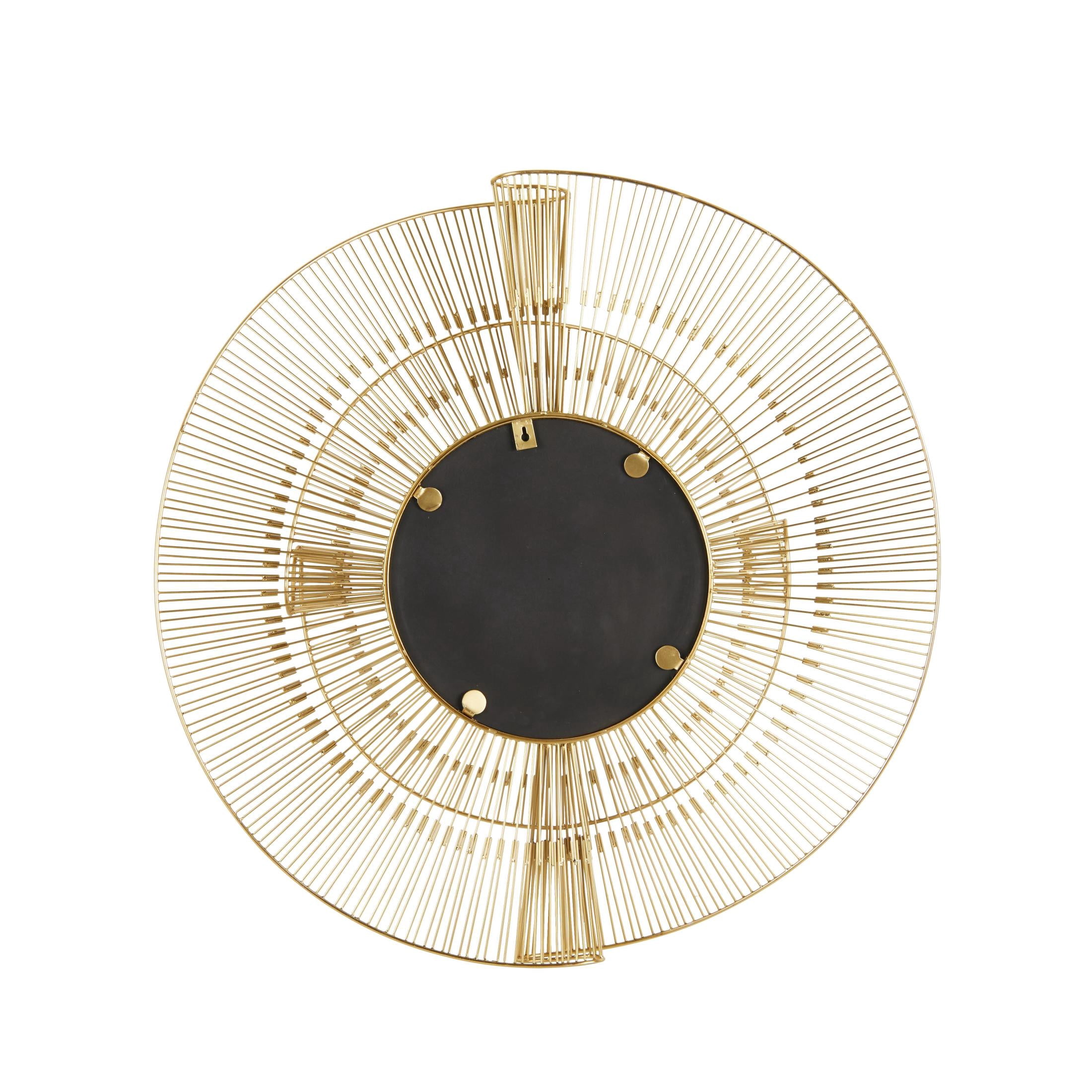 DecMode 35" x 35" Gold Layered Starburst Wall Mirror with Wire Starburst Rays