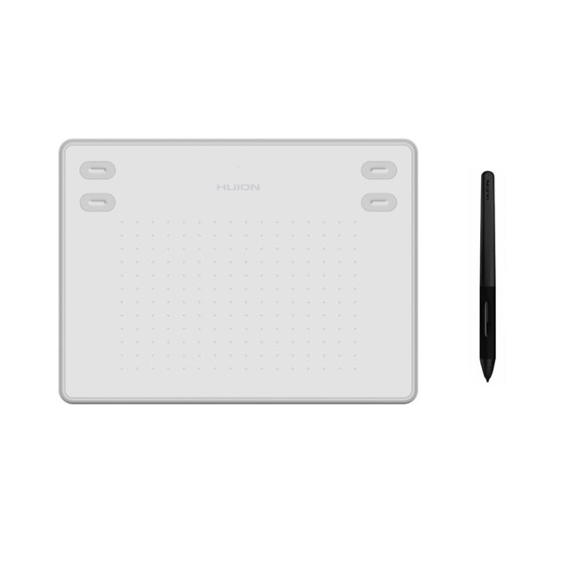 Tableta GRAFICA Huion Inspiroy RTE-100-W AREA de trabajo 12.1 x 7.6 CM 4 teclas PROGRAMABLES Blanco