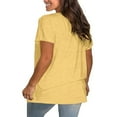 thumbnail image 4 of Delayuji Plus Size V Neck T Shirts Women Short Sleeve Tops Casual Summer Tshirts Loose Fit Tee Yellow Xl Polyester,Spandex Short Sleeve Shirts for Women, 4 of 5