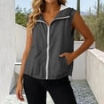 thumbnail image 2 of Women's Sleeveless Zip up Hoodies Casual Loose Fit Drawstring Sweatshirts Lightweight Jackets Vest with Pockets Sports Running T-Shirts Workout Tops QURATI S, 2 of 3