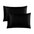 thumbnail image 1 of JML Pillowcases King Set of 2,Silky Soft Satin Pillow Cover,Wrinkle, Fade, Stain Resistant,20"x 40",Black, 1 of 5