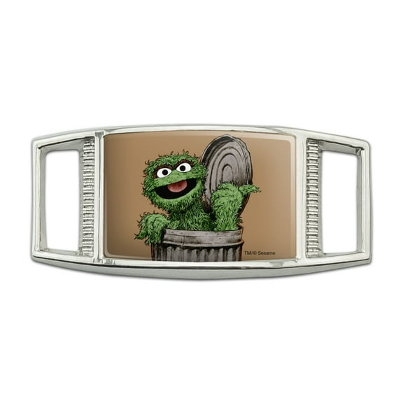 Sesame Street Vintage Oscar the Grouch Rectangular Shoe Shoelace Shoe Lace Tag Runner Gym Charm Decoration