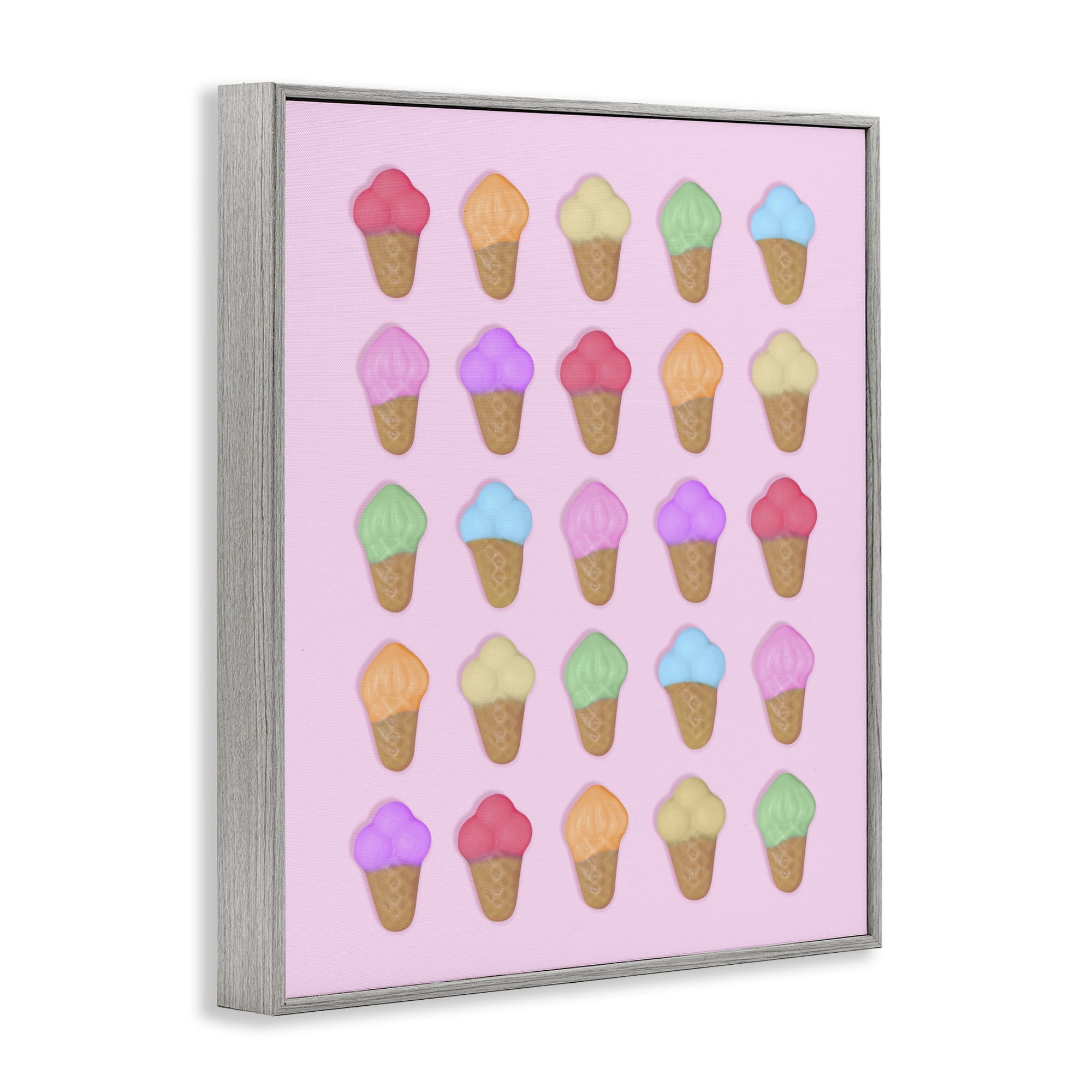 Stupell Industries Ice Cream Shaped Candies Gray Framed Giclee Art, design by LISH Creative