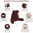 thumbnail image 3 of Husband Pillow - Maroon Big Reading & Bed Rest Pillow with Arms - Sit Up Tall with Premium Shredded Memory Foam, Detachable Neck Roll, Removable Plush Covers & Zipper Shell for Adjustable Loft, 3 of 13