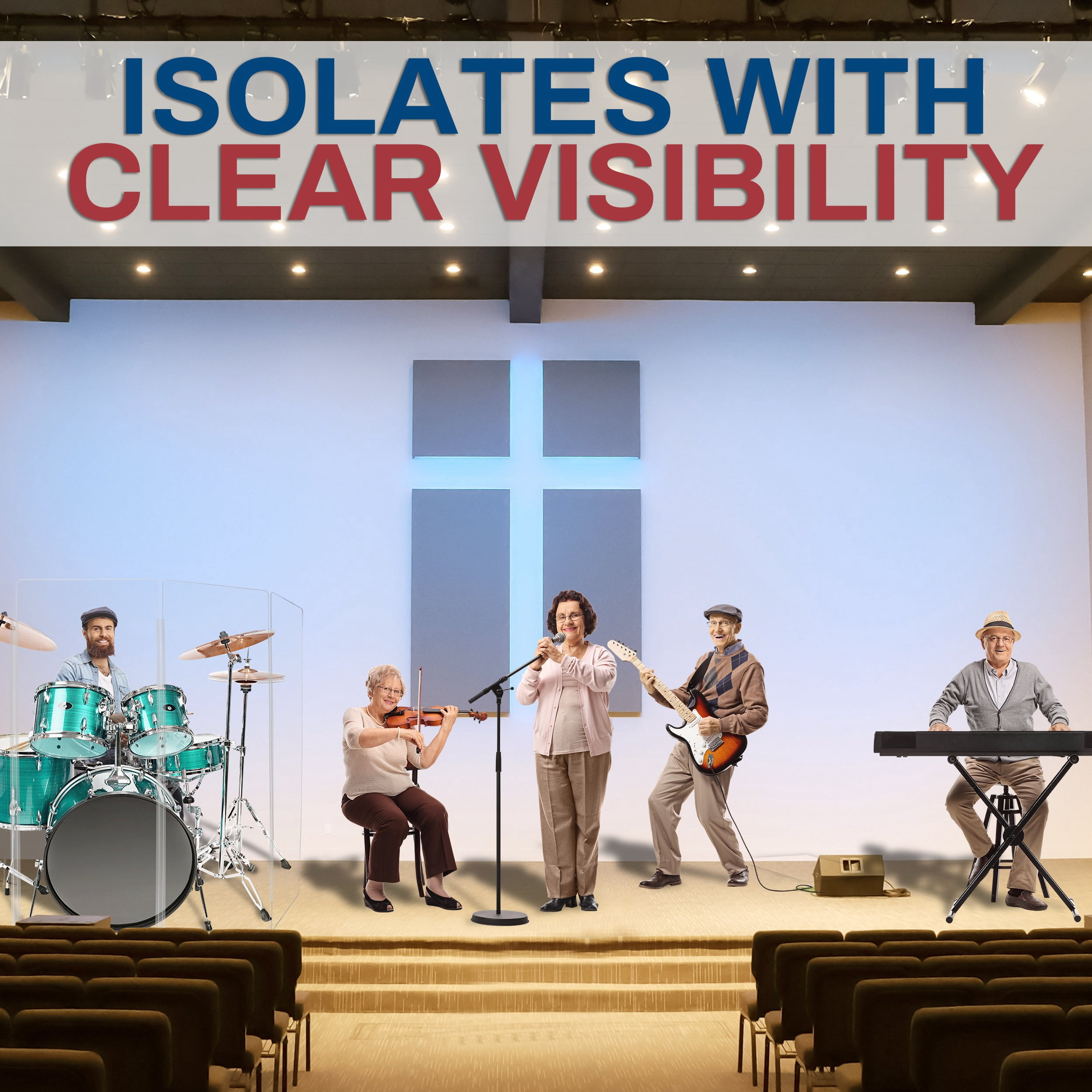 PENNZONI Drum Shield, 5 Panels & Deflectors w/ Plastic Hinges, 5.5 ft Clear Acrylic Panels