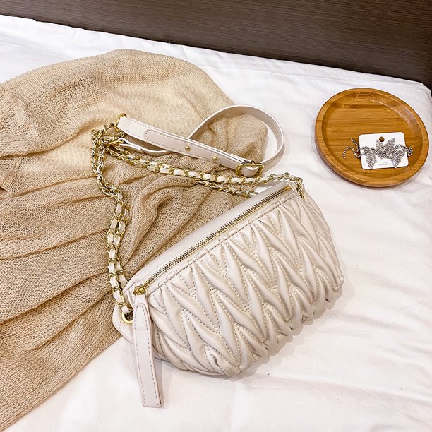 Bolsa Moda mujer hombro cintura PU cuero color sólido Fanny pecho (blanco) Likrtyny Para Estrenar