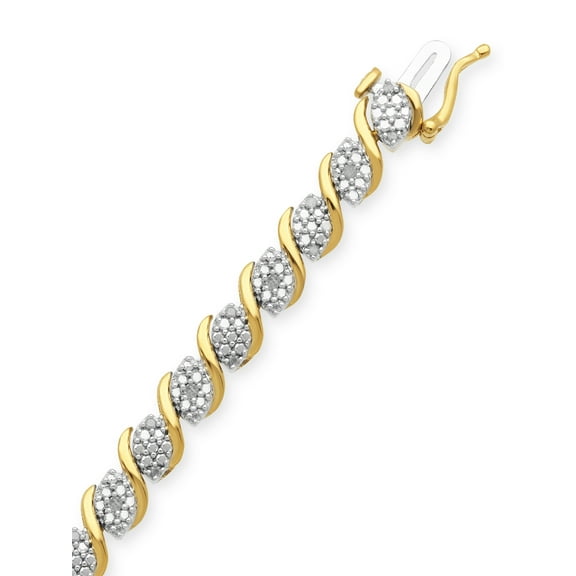 Brilliance Fine Jewelry 1/2ct Diamond Tennis Bracelet in Yellow Gold Plated Sterling Silver
