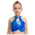 thumbnail image 3 of TTAO Girl's Street Dancing Outfits Sparkle Crop Top with Shorts Hip Hop Jazz Dance Clothes Cheerleading Uniform Blue 10, 3 of 7