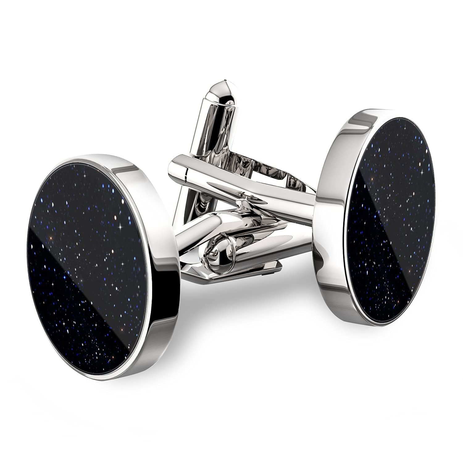 UHIBROS Silver Starry Cufflinks for Men, Stainless Steel Classic ...