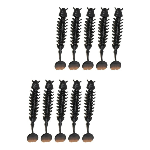 10x Señuelos de Pesca Suaves Cebos Artificiales Duraderos Señuelos de Natación de Cola de Paleta para Negro