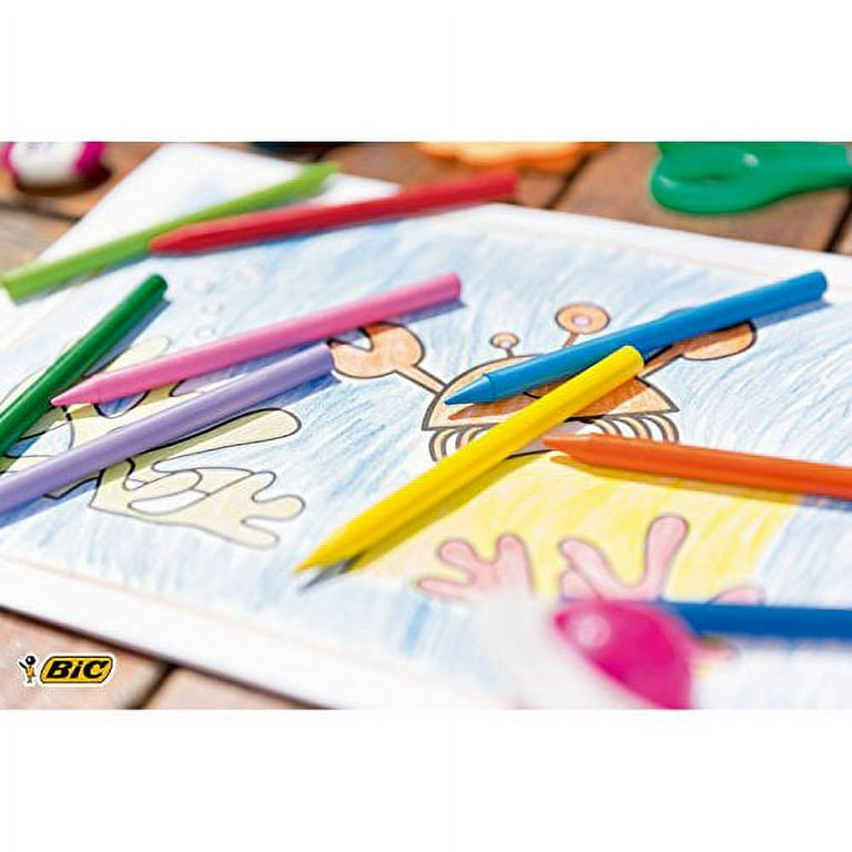 BIC Kids Plastidecor Jumbo Classpack of 288 Pencil Shape Crayons for Kids 2  1/2 Years+; 24 each of 12 Vivid Colors; Great for Schools, Kiddie Groups,  and Camps 