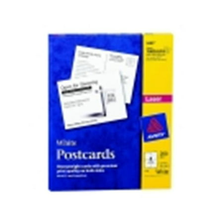 Avery 4.25 x 5.5 in. Laser Printers Heavy Weight Perforated Postcard - White, Pack