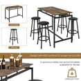 thumbnail image 6 of SYNGAR Dining Table Set for 4 People, 5 Piece Bar Table Set, Vintage Rectangular Counter Height Bar Table with 4 Chairs, Breakfast Bistro Set, Dining Stool Bar Chairs with Black Metal Legs, B1421, 6 of 9
