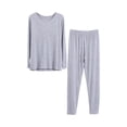 thumbnail image 4 of NominalSnug Womens Plus Size Pajamas Sets Long Sleeve Tops Sleepwear High Waisted Pants Cozy Homewear, 4 of 8