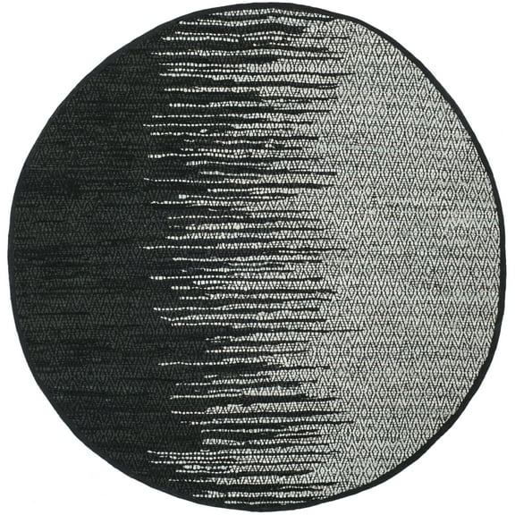 SAFAVIEH Vintage Leather Jarred Diamond Striped Area Rug, Light Grey/Black, 6' x 6' Round