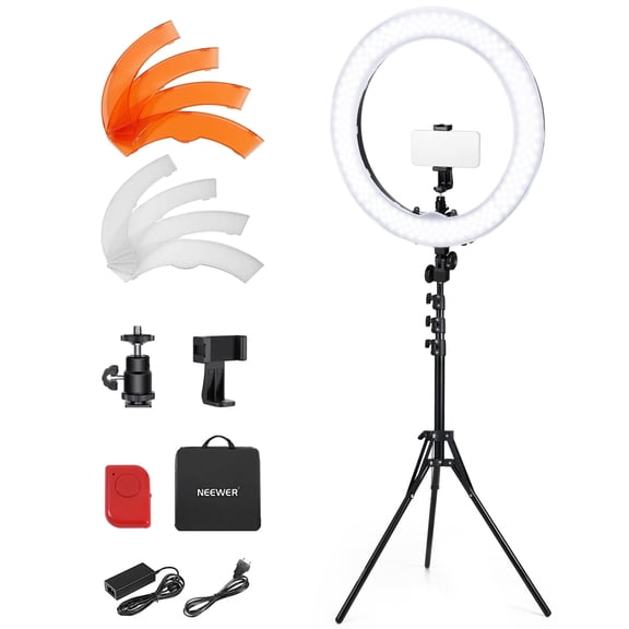 Neewer RL-18 55W 18" Ring Light Kit, 5600K Dimmable LED with Tripod & Phone Holder for Selfie/Makeup/Photography/Video Recording