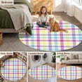thumbnail image 5 of Spring Easter Checkered Round Area Rug 3.3 FT, Non Slip Small Entryway Kitchen Mat, Colorful Buffalo Plaid Washable Soft Circular Rug Non-Shedding Door Mat for Bathroom Playroom Kids Room, 5 of 9