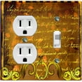 thumbnail image 1 of Metal Light Switch Plate Cover Elegant Golden Brown Letter Frame Damask DAM070, 1 of 13