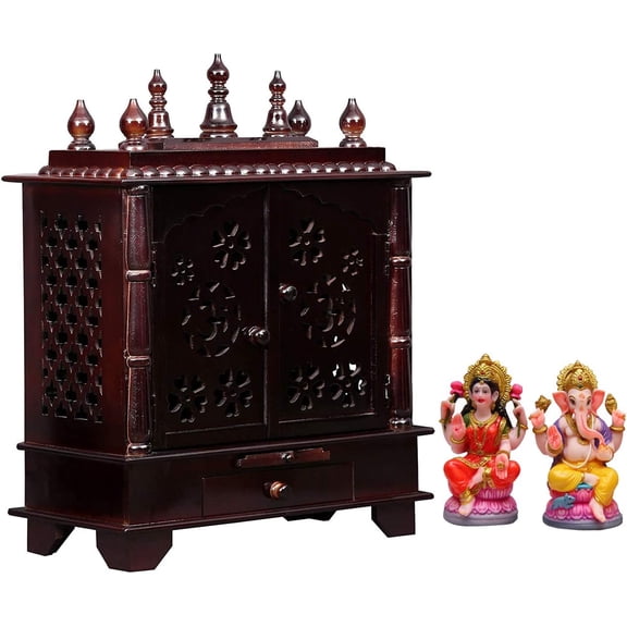 Makan Home Temple, Wooden Temple, Pooja Mandir for Home (Medium- 18 X 12 X 24 (WXDXH) inch)