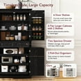 thumbnail image 4 of 71" Tall Farmhouse Kitchen Pantry Cabinet - 3 Pull-Out Organizers, 6 Door Shelves & 2 Drawers, Freestanding Cupboard for Kitchen,Black, 4 of 27
