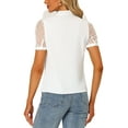 thumbnail image 3 of INSPIRE CHIC Blouse à Manches Courtes en Maille pour Femmes avec Nœud Papillon au Cou, Col en V, TP Blanc, 3 of 7