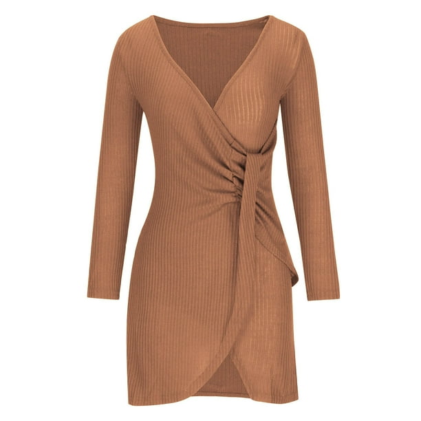 Ichuanyi liquidación femenina invierno casual de invierno cross cross irregular cintura de manga larga vestimenta ICHUANYI WER202308183388