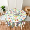 thumbnail image 6 of Happy Birthday Tablecloth, White Round Tablecloth 70 Inch, Colorful Round Table Cloth for Birthday Party Decor, Wipeable Waterproof Polyester Fabric Table Cover for Holiday Outdoor Camping Picnic, 6 of 7
