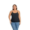 thumbnail image 4 of Hingswink Plus Size Camisole for Women with Shelf Bra Adjustable Spaghetti Strap Cami Tank Top Cotton Undershirts Black-M, 4 of 7