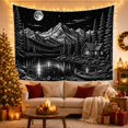 thumbnail image 3 of Mountain Lake Monochromatic with Nocturnal Wilderness Lined, Mystical Fantasy for Space Lovers, Wall Decor, Housewarming Gift, Tapestry Wall Hanging for Dorm and Living Room, 3 of 7