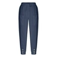 thumbnail image 2 of Mother's Day Gift,AXXD Summer Loose Linen Pocket Solid Pants Cargo Pants For Woman With Pocket Clearance Navy 8, 2 of 9