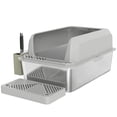 thumbnail image 3 of Stainless Steel Cat Litter Box with High Side Wall, Anti-Spill & Anti-Tracking, Includes Scoop & Storage Box, 3 of 7